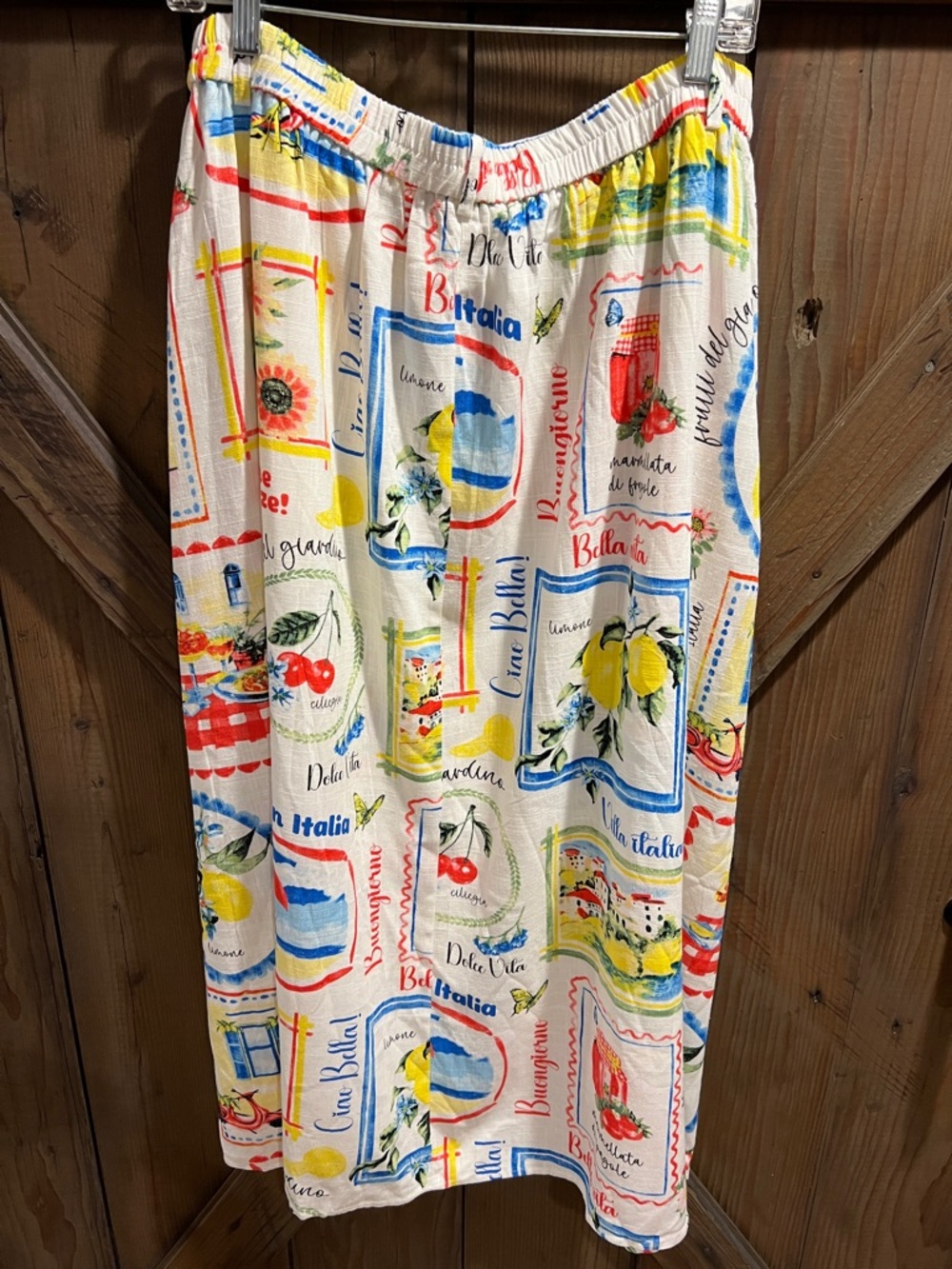 Haver & Blair Maxi Skirt Women L Linen Summer Italian Vacation Print Pockets - Picture 6 of 6